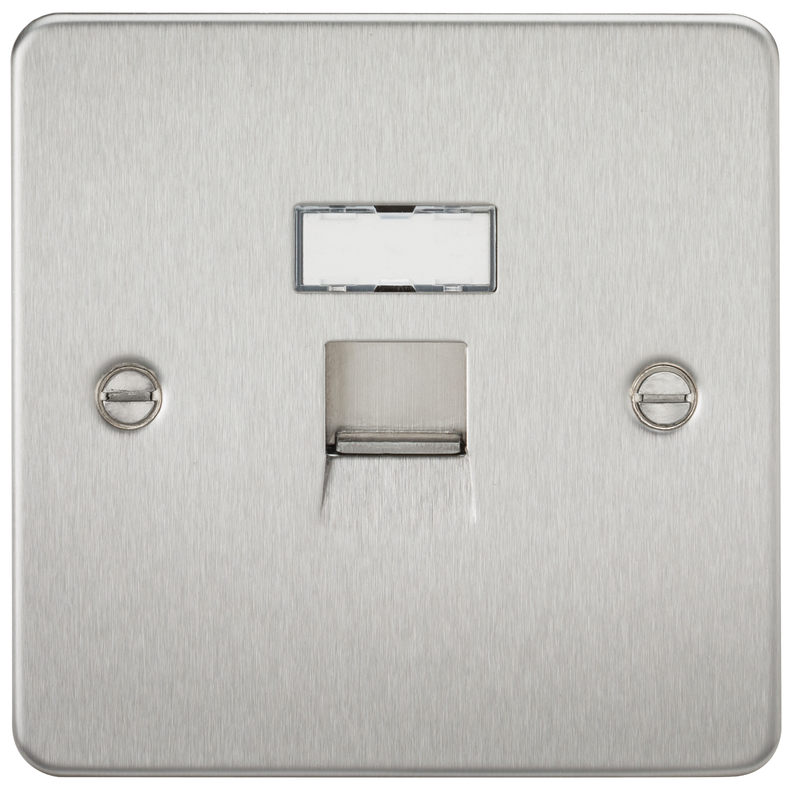 Flat Plate RJ45 Network Outlet - Brushed Chrome - FPRJ45BC 