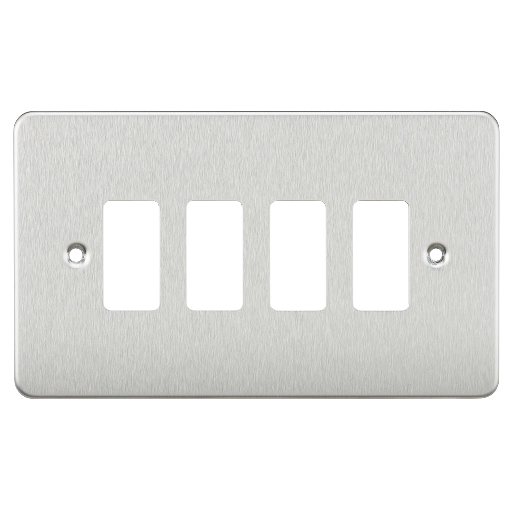 Flat Plate 4G Grid Faceplate - Brushed Chrome - GDFP004BC 