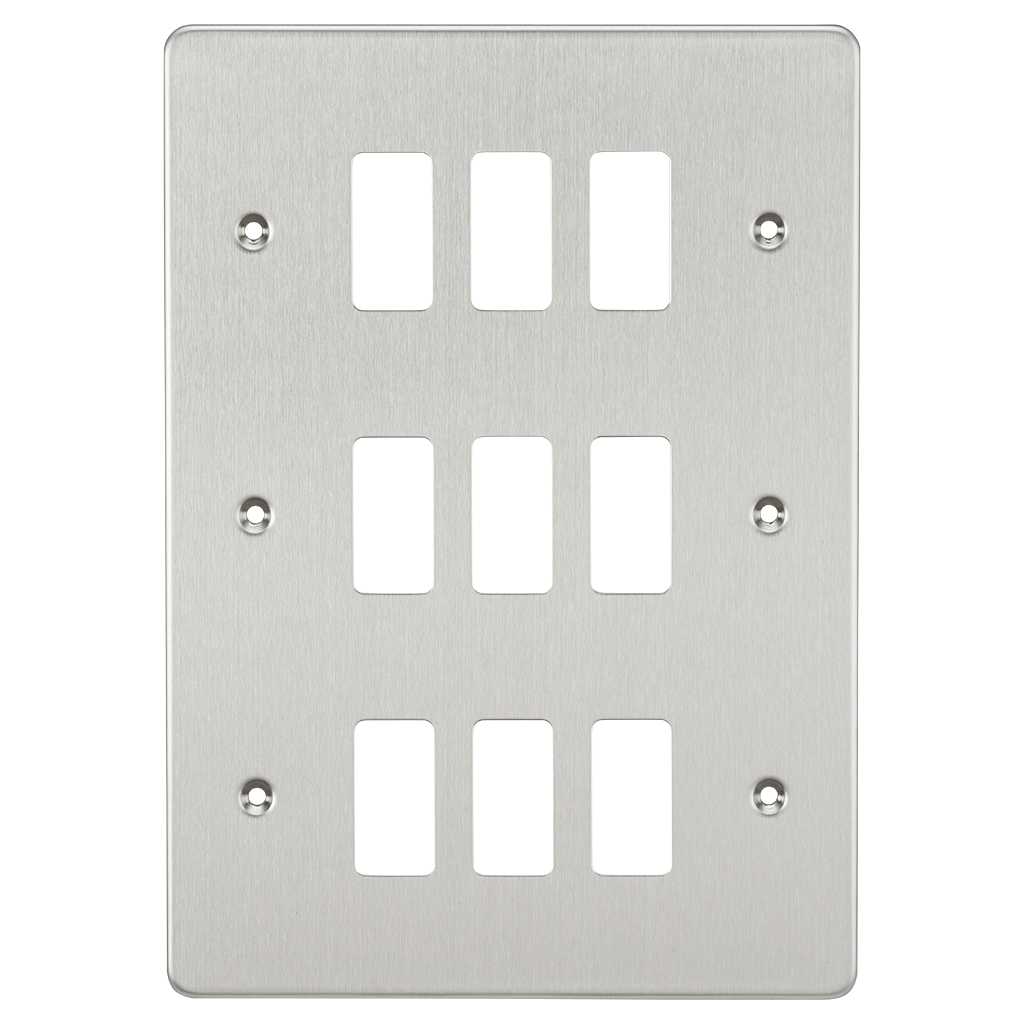 Flat Plate 9G Grid Faceplate - Brushed Chrome - GDFP009BC 