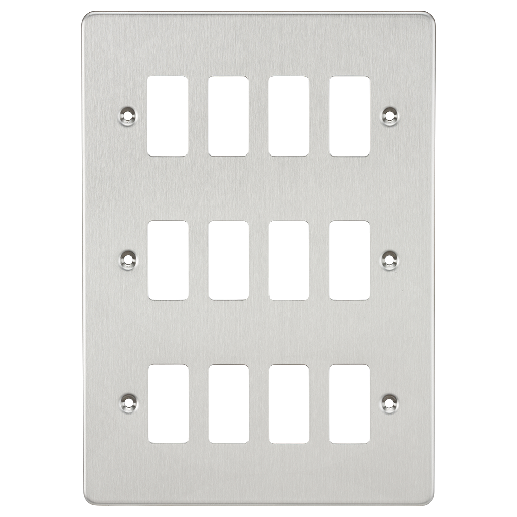 Flat Plate 12G Grid Faceplate - Brushed Chrome - GDFP012BC 