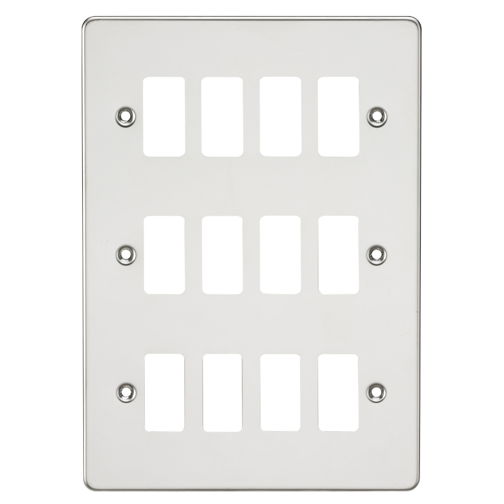 Flat Plate 12G Grid Faceplate - Polished Chrome - GDFP012PC 