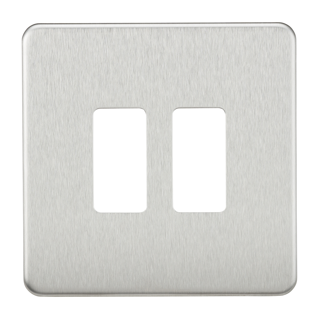 Screwless 2G Grid Faceplate - Brushed Chrome - GDSF002BC 