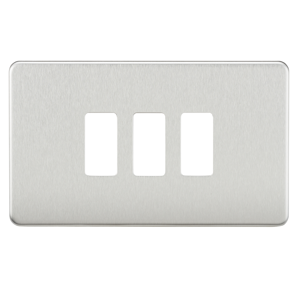 Screwless 3G Grid Faceplate - Brushed Chrome - GDSF003BC 