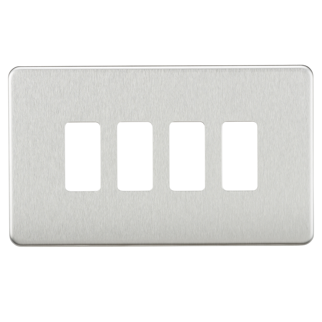 Screwless 4G Grid Faceplate - Brushed Chrome - GDSF004BC 