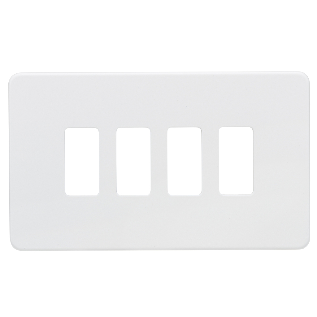 Screwless 4G Grid Faceplate - Matt White - GDSF004MW 