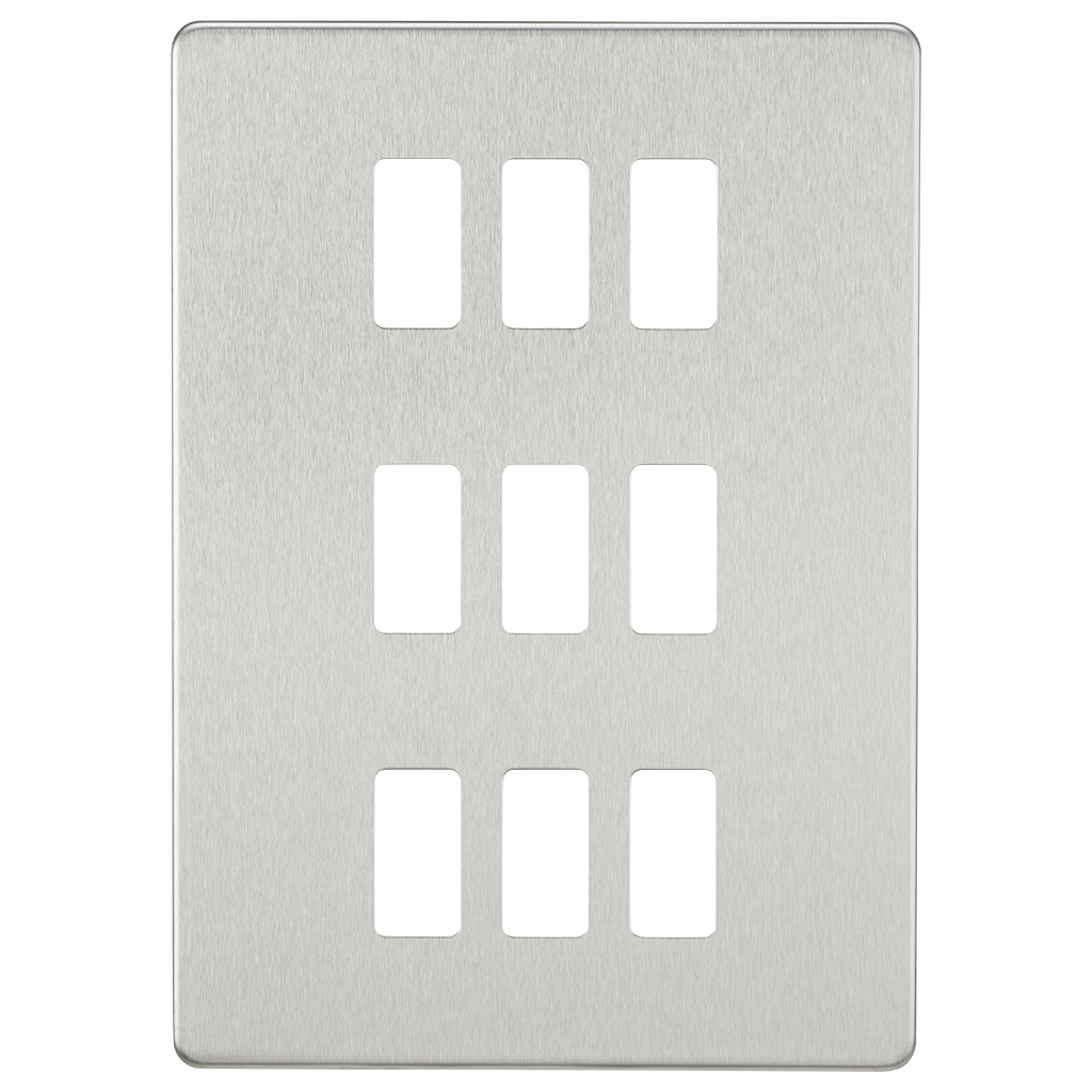 Screwless 9G Grid Faceplate - Brushed Chrome - GDSF009BC 