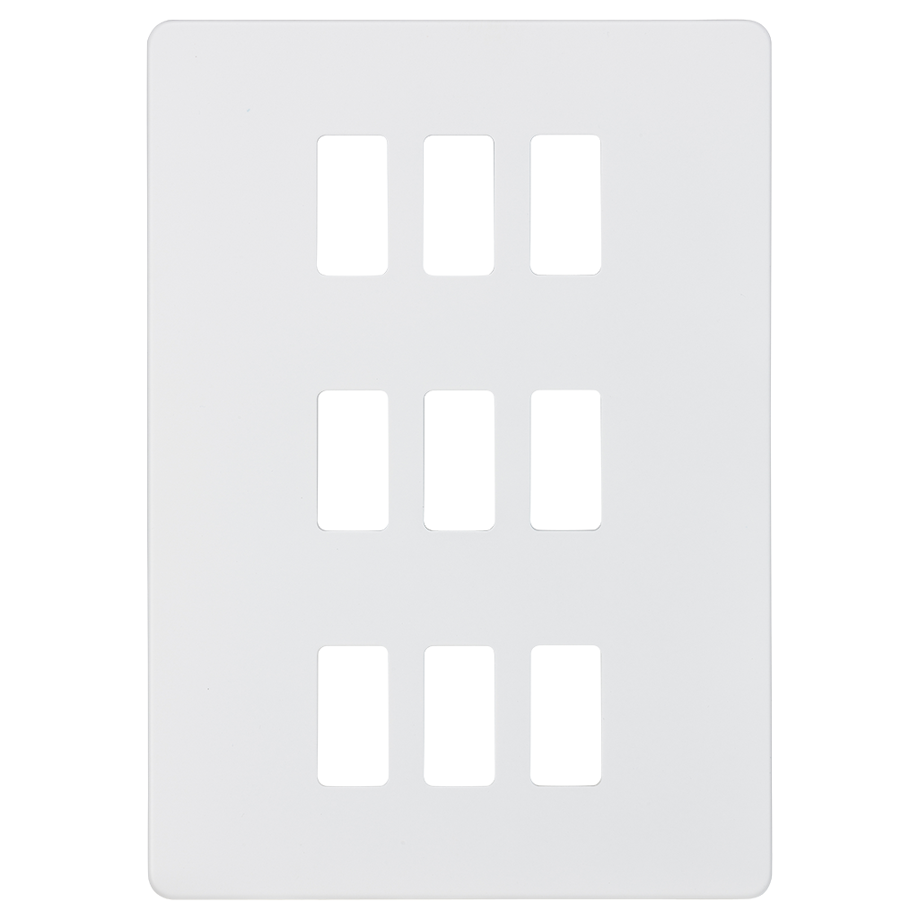 Screwless 9G Grid Faceplate - Matt White - GDSF009MW 