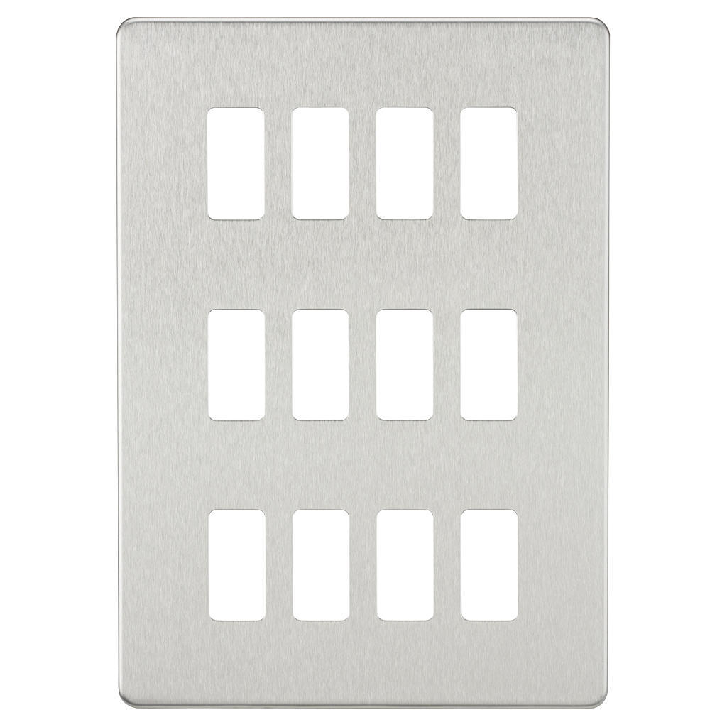 Screwless 12G Grid Faceplate - Brushed Chrome - GDSF012BC 