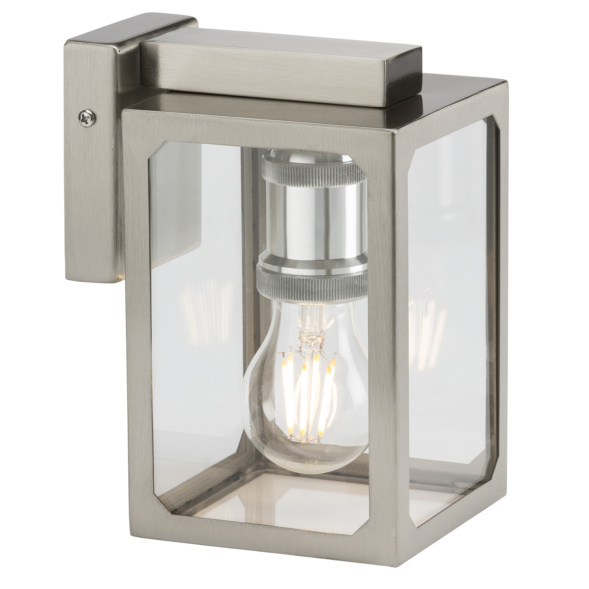 230V IP23 E27 Wall Lantern - Brushed Chrome - LANTSS 