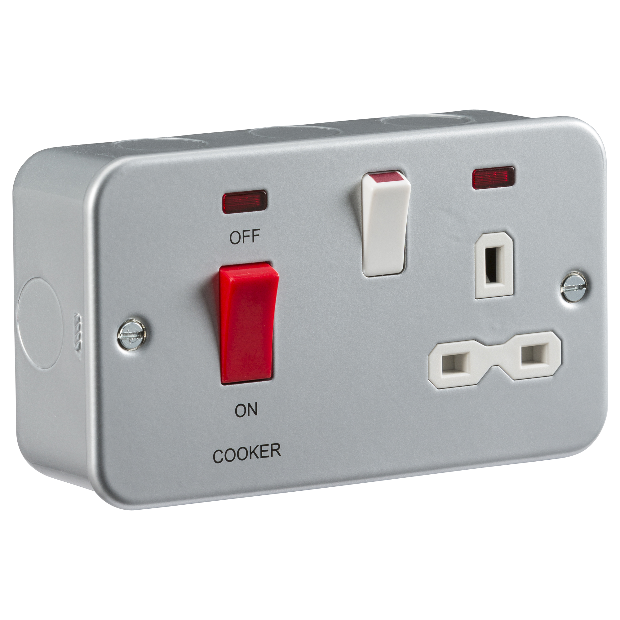 Metal Clad 2G 45A DP Cooker Switch And 13A Switched Socket With Neons - MR8333N 