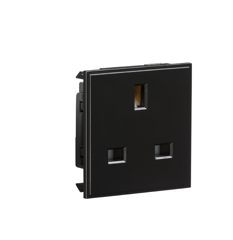 13A 1G Unswitched Socket Module 50 X 50mm - Black - NET13BK 