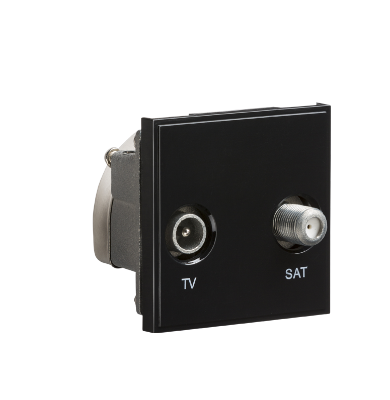 Diplexed TV /SAT TV Outlet Module 50 X 50mm - Black - NETDISATBK 