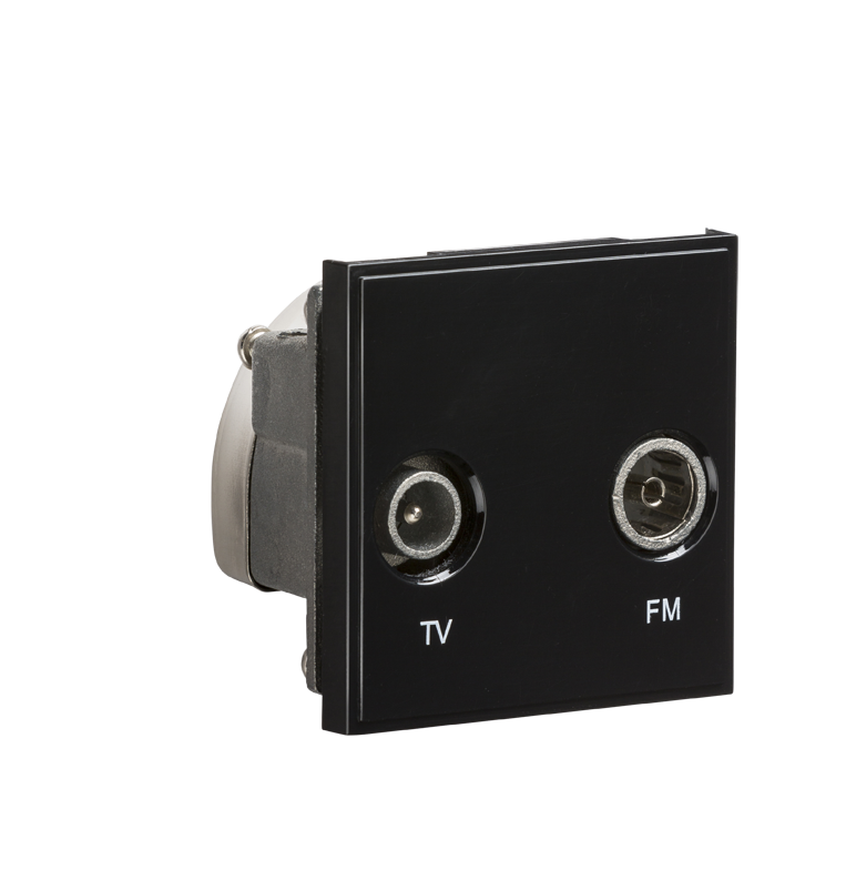 Diplexed TV /FM DAB Outlet Module 50 X 50mm - Black - NETDITVBK 