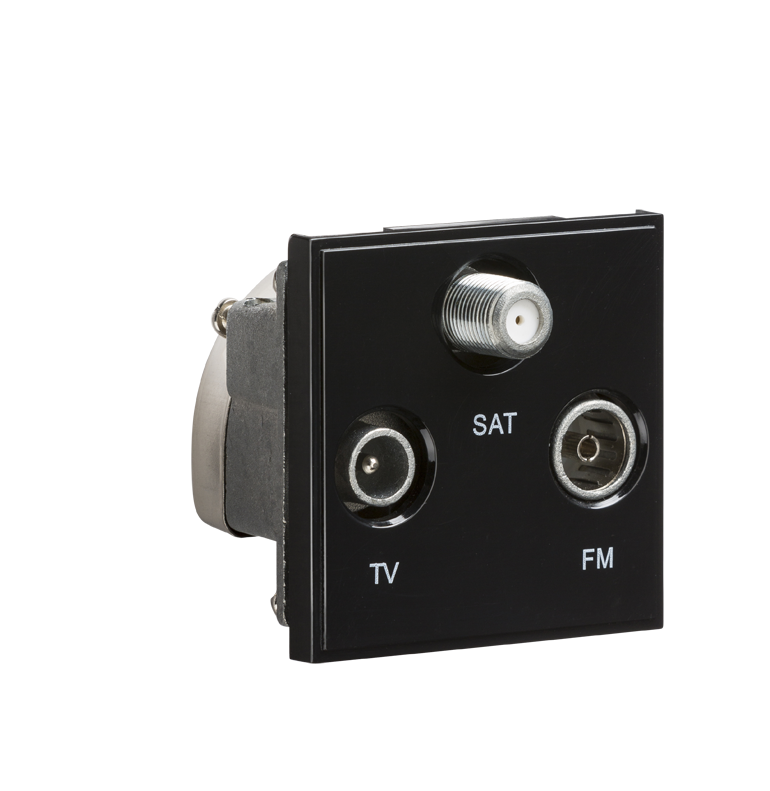 Triplexed TV /FM DAB/ SAT TV Outlet Module 50 X 50mm - Black - NETTRIBK 