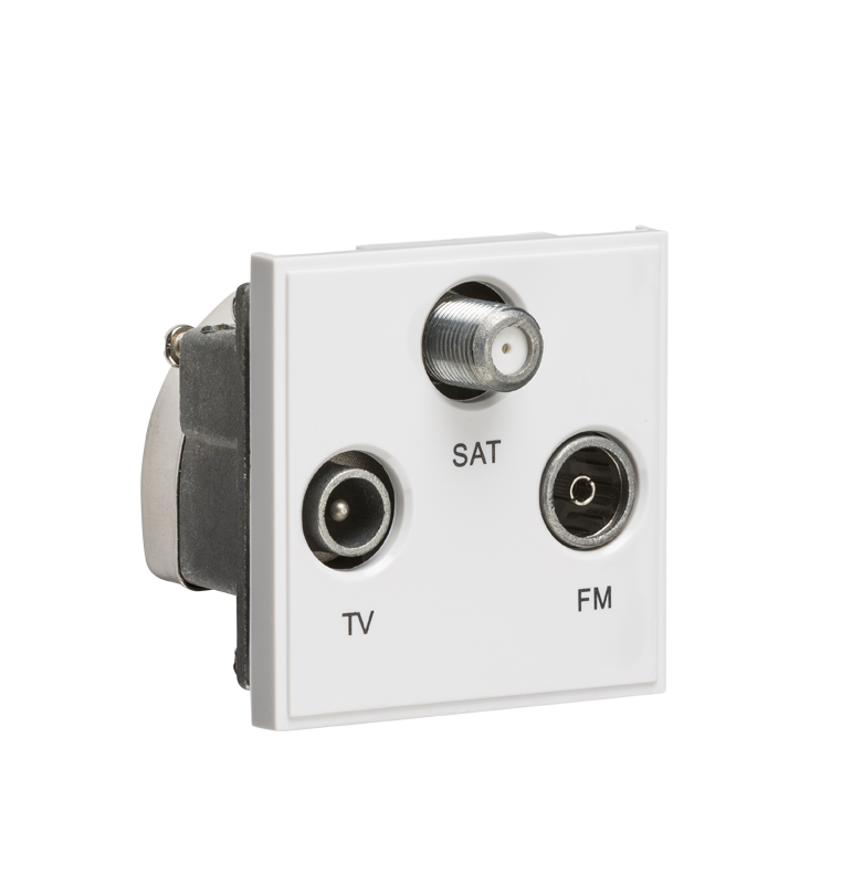 Triplexed TV /FM DAB/ SAT TV Outlet Module 50 X 50mm - White - NETTRIWH 