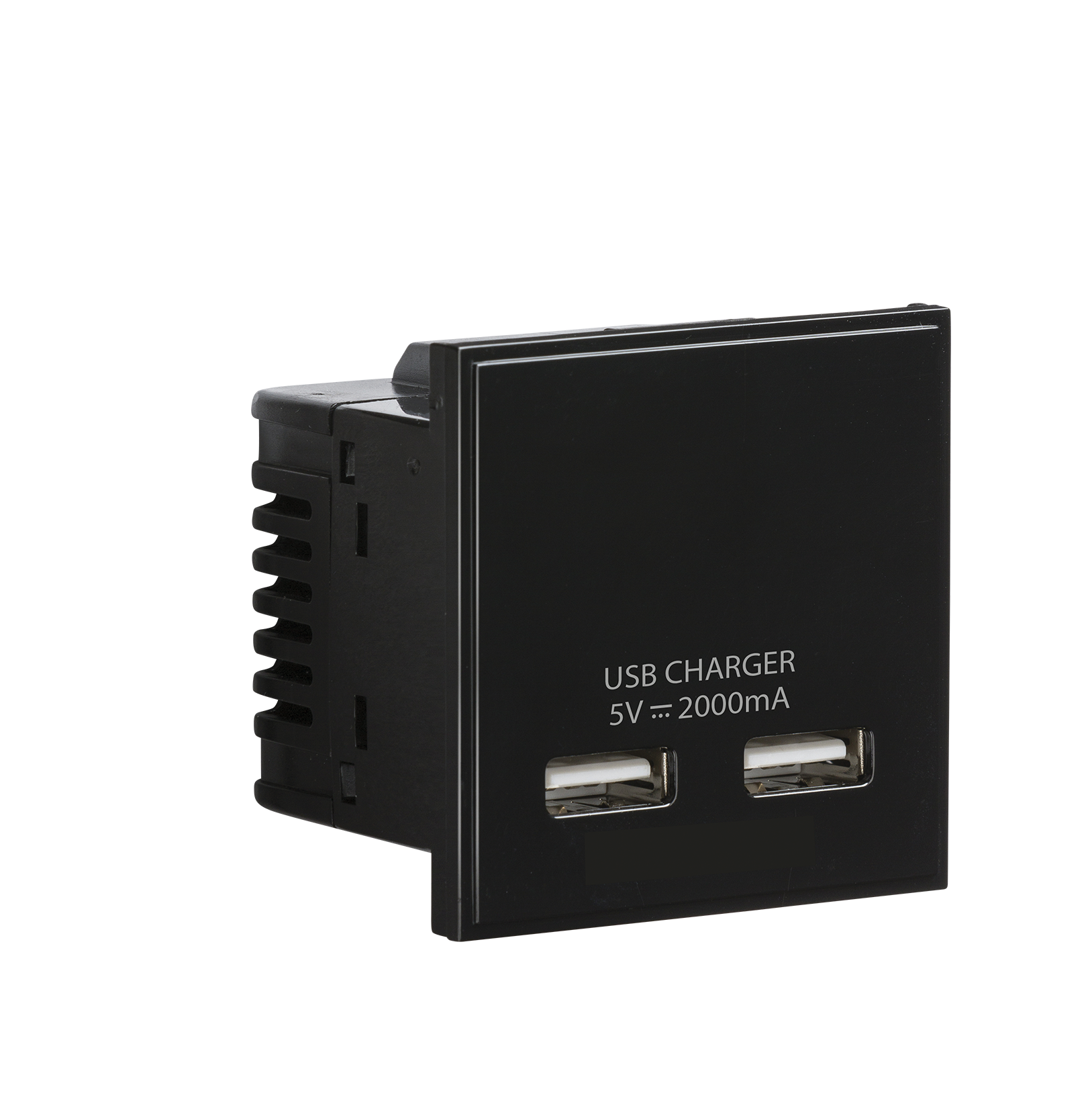 Dual USB Charger (2A) Module 50 X 50mm - Black - NETUSBBK 