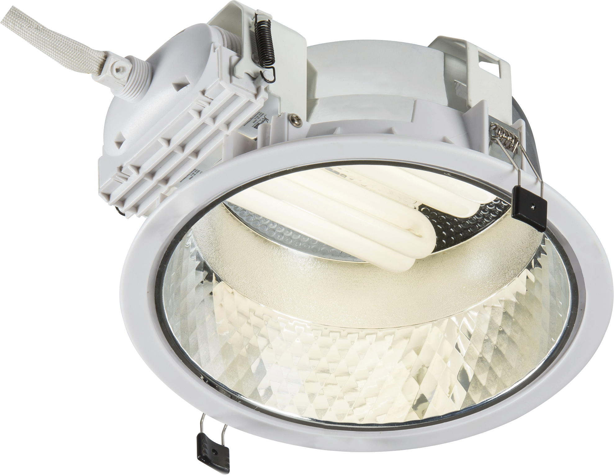 Recessed 230mm Single PL Downlight 1x18W (cut Out 205mm) With Gearbox And Ballast And 200mm Flex - PLD118 