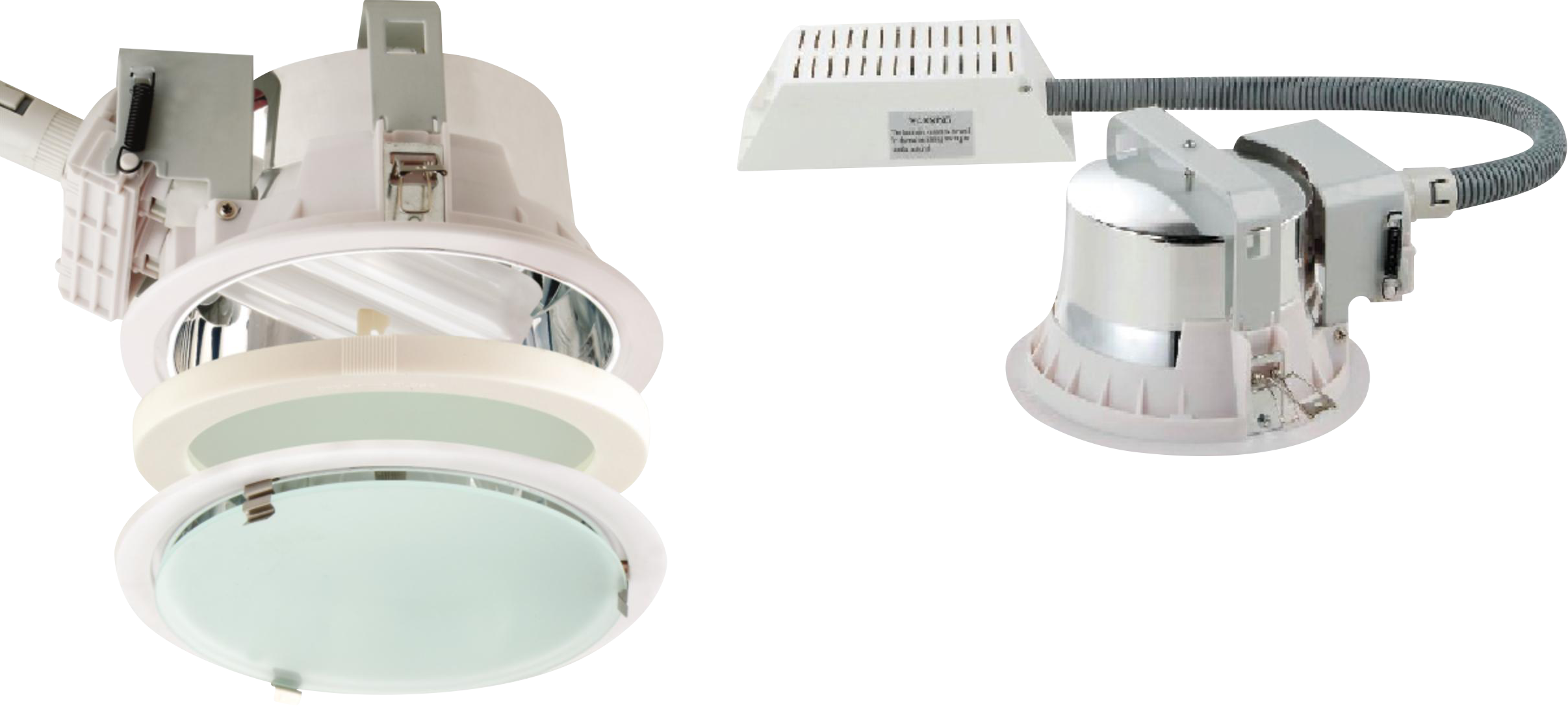 Recessed 225mm Twin PL Downlight 2x26W (cut Out 205mm) With Gearbox And Ballast And 200mm Flex - PLD226 