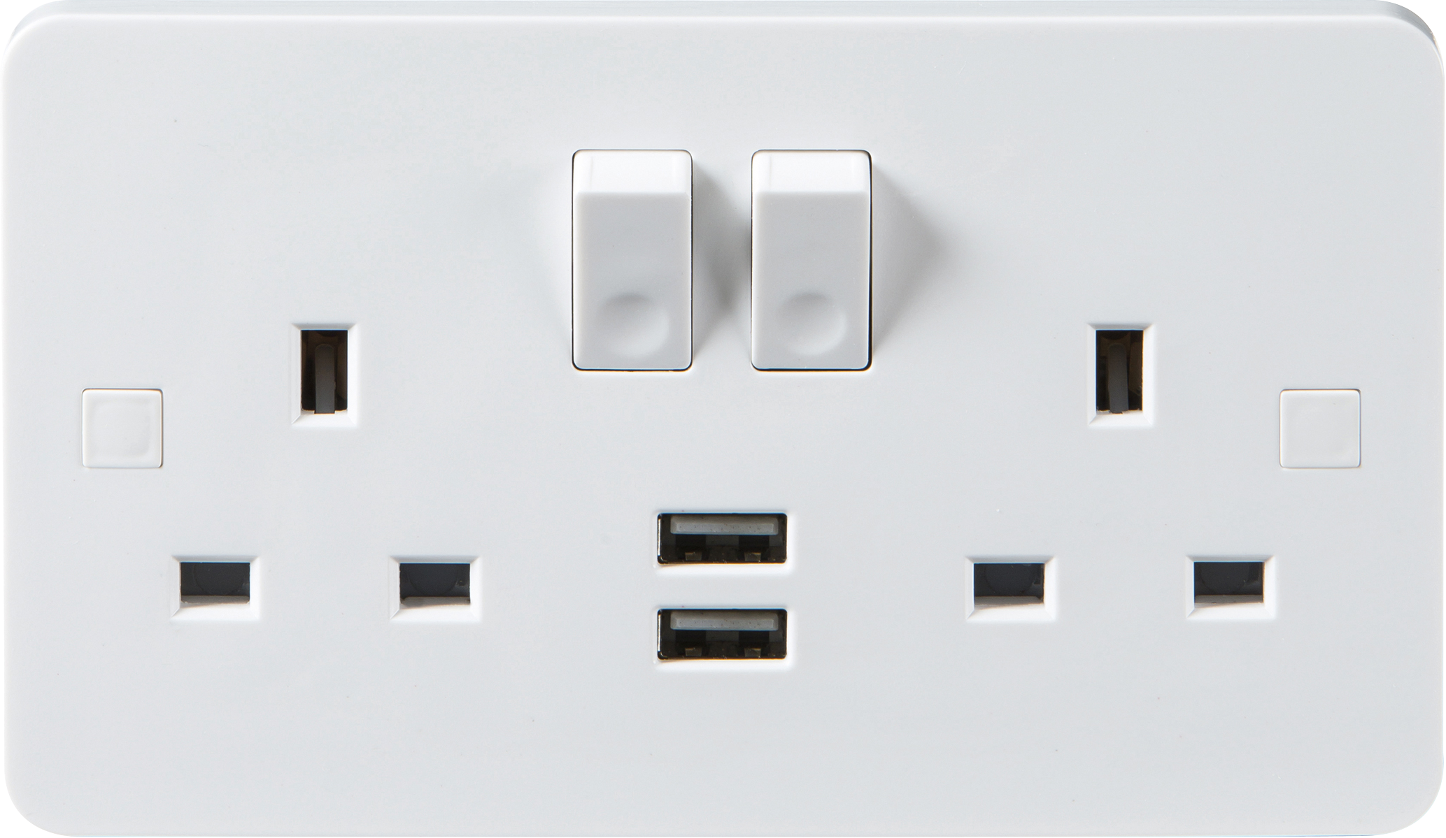 13A 2G DP Switched Socket With Dual USB Charger 5V DC 2A (2 X 1000mA) - 9mm - PU9902 