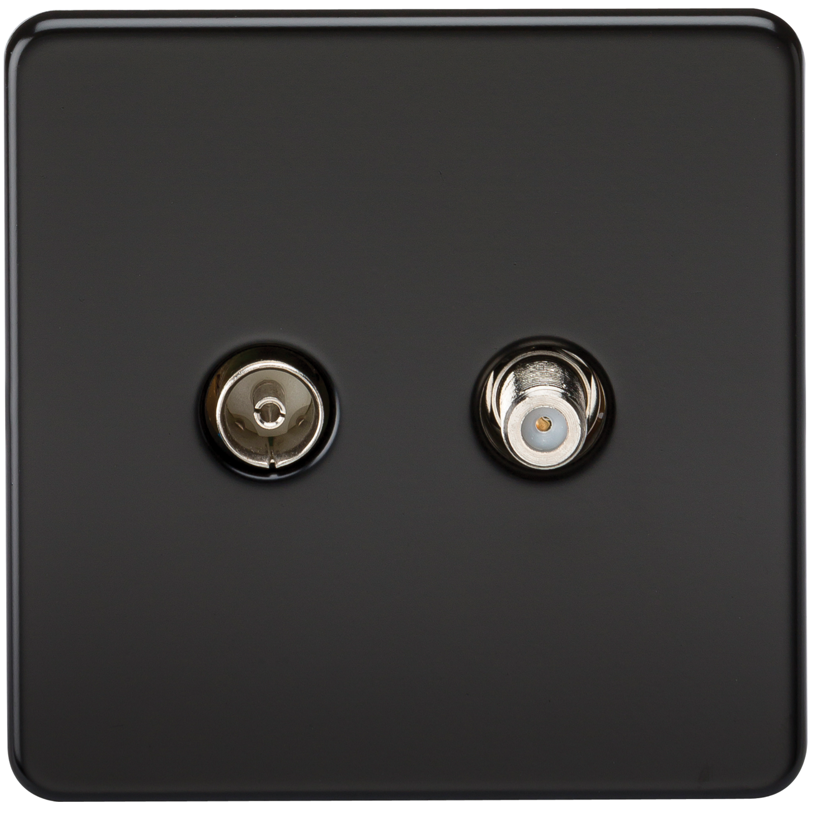 Screwless TV & SAT TV Outlet (Isolated) - Matt Black - SF0140MB 