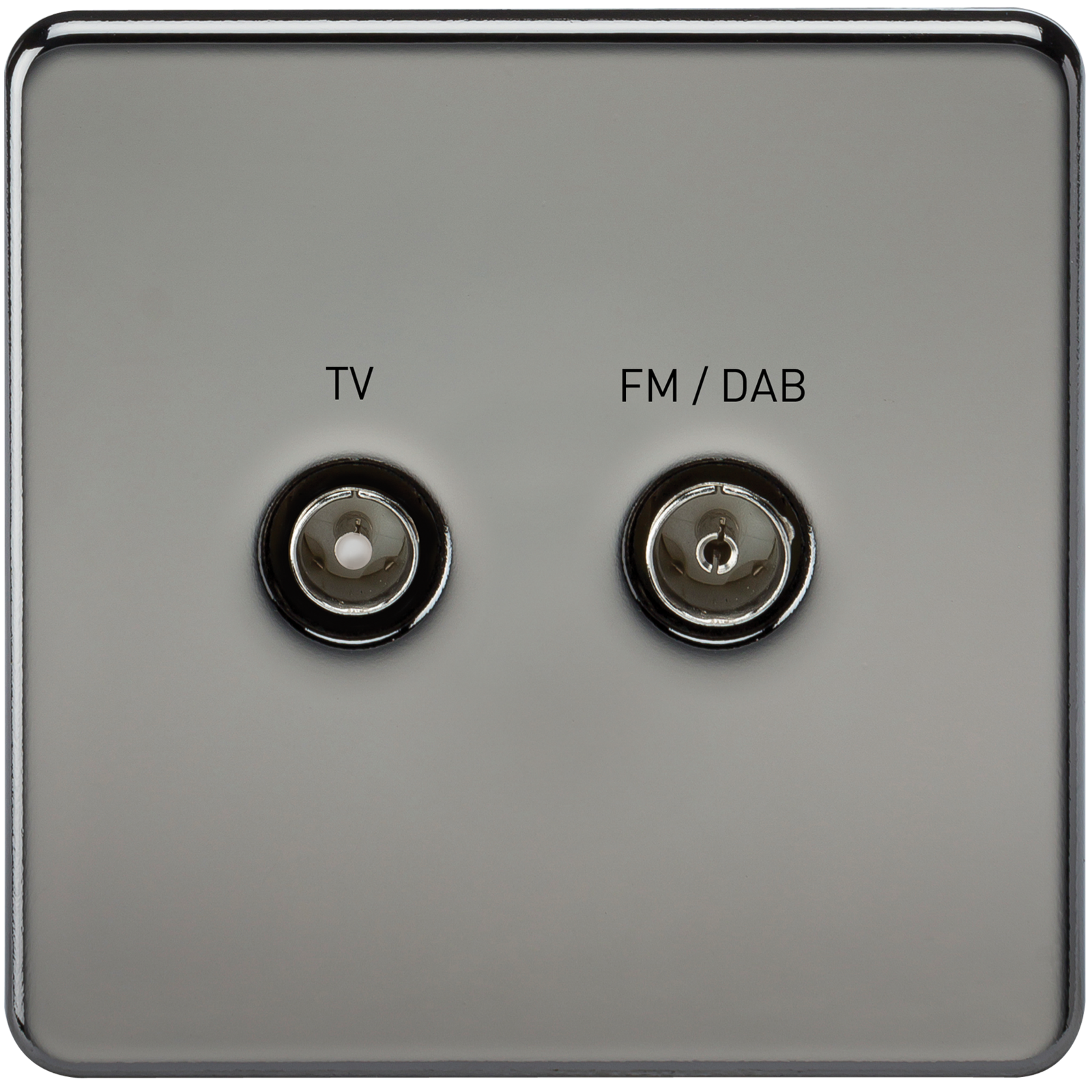 Screwless Screened Diplex Outlet (TV & FM DAB) - Black Nickel - SF0160BN 