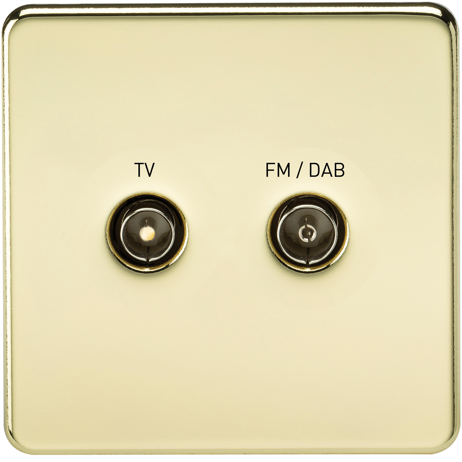 Screwless Screened Diplex Outlet (TV & FM DAB) - Polished Brass - SF0160PB 