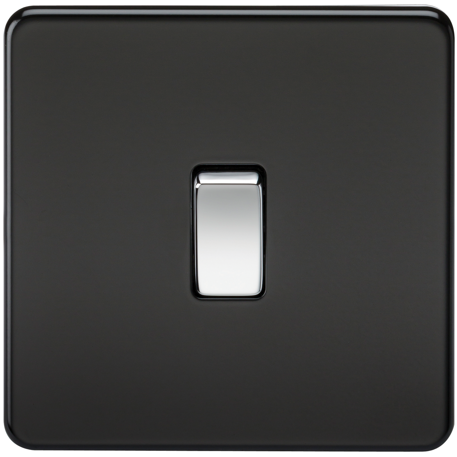 Screwless 10A 1G 2-Way Switch - Matt Black With Chrome Rocker - SF2000MB 