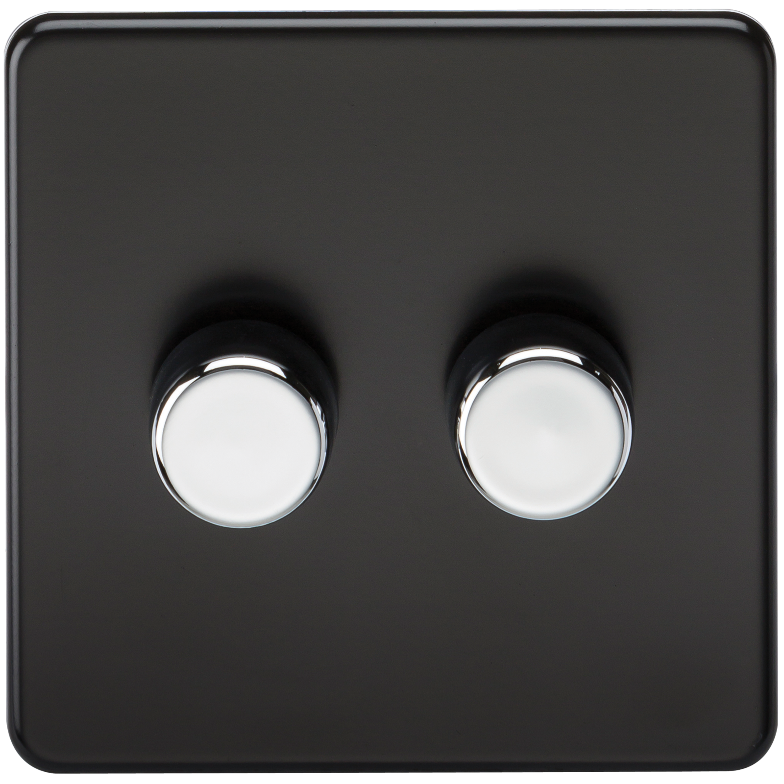 Screwless 2G 2-Way Dimmer 60-400W - Matt Black With Chrome Knobs - SF2162MB 