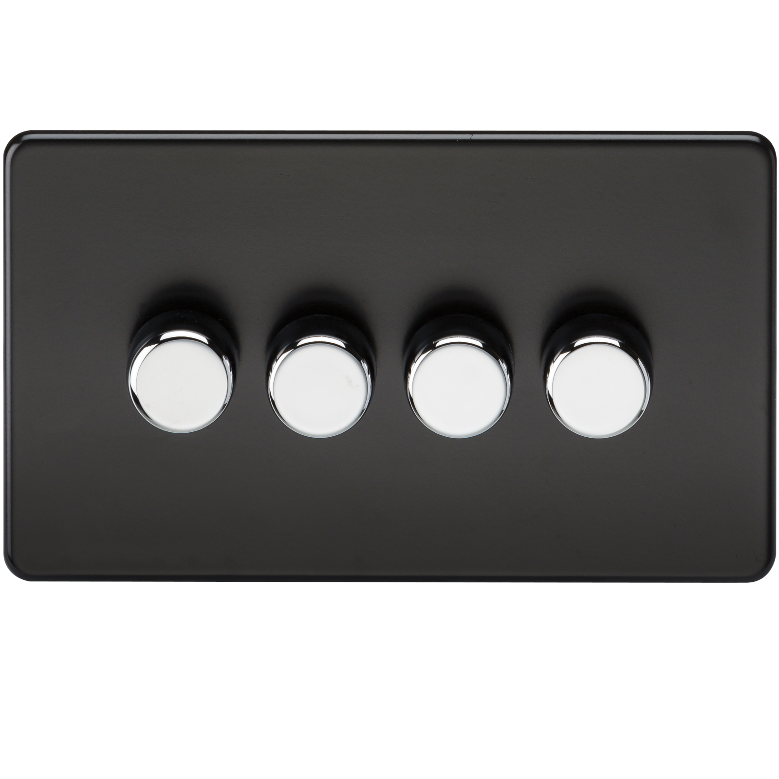 Screwless 4G 2-Way Dimmer 60-400W - Matt Black With Chrome Knobs - SF2164MB 