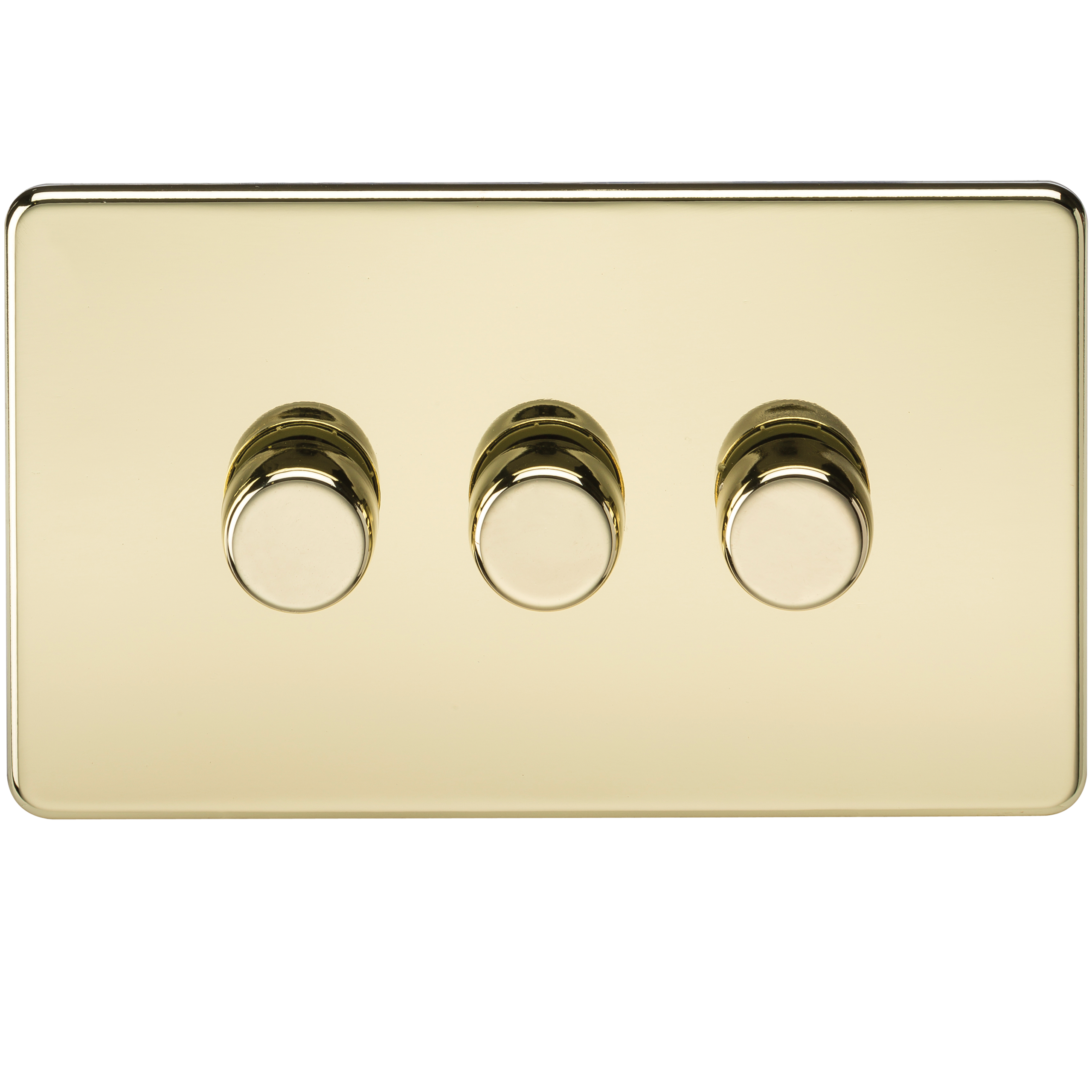 Screwless 3G 2-Way 40-400W Dimmer Switch - Polished Brass - SF2173PB 