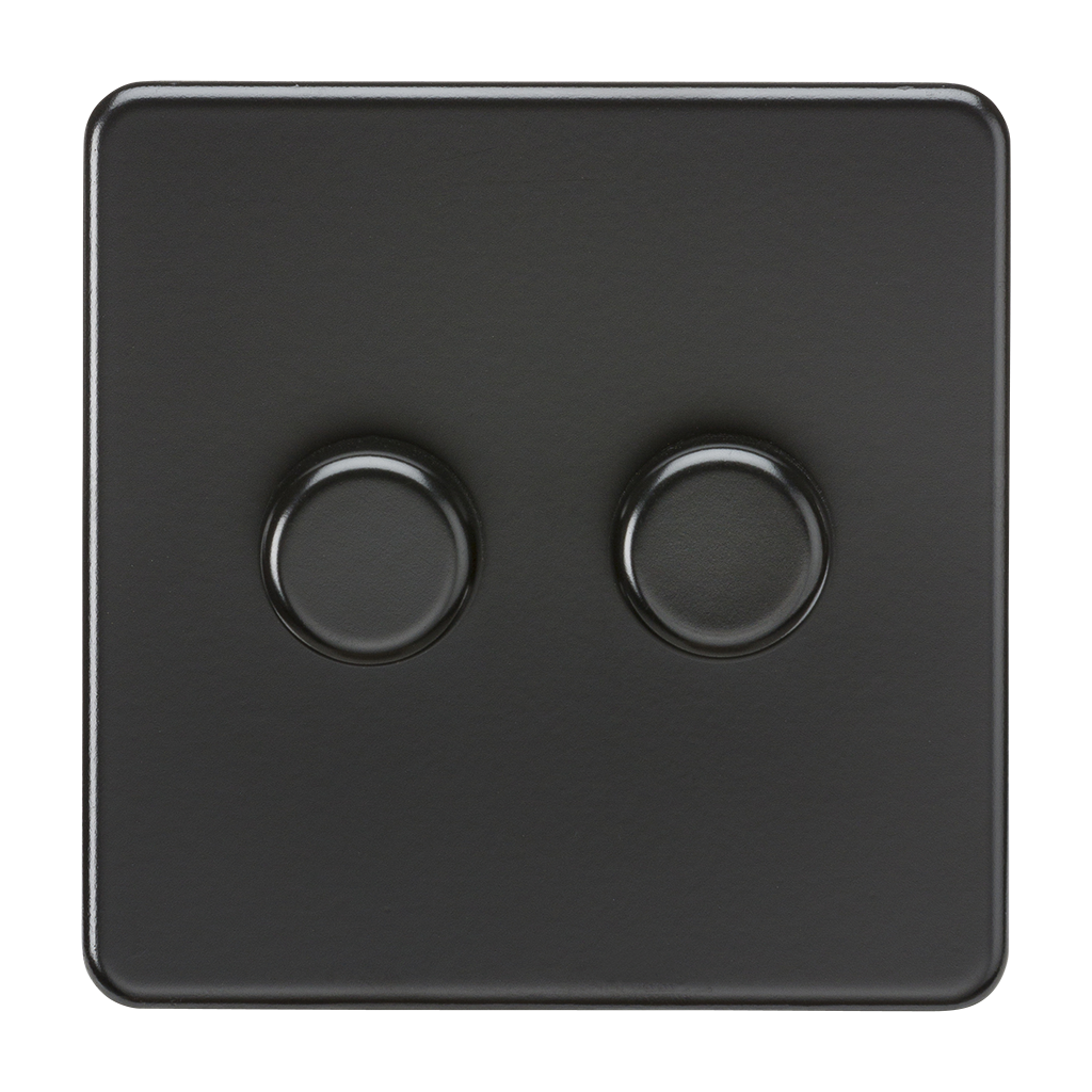 Screwless 2G 2-way 10-200W (5-150W LED) Trailing Edge Dimmer - Matt Black - SF2182MBB 