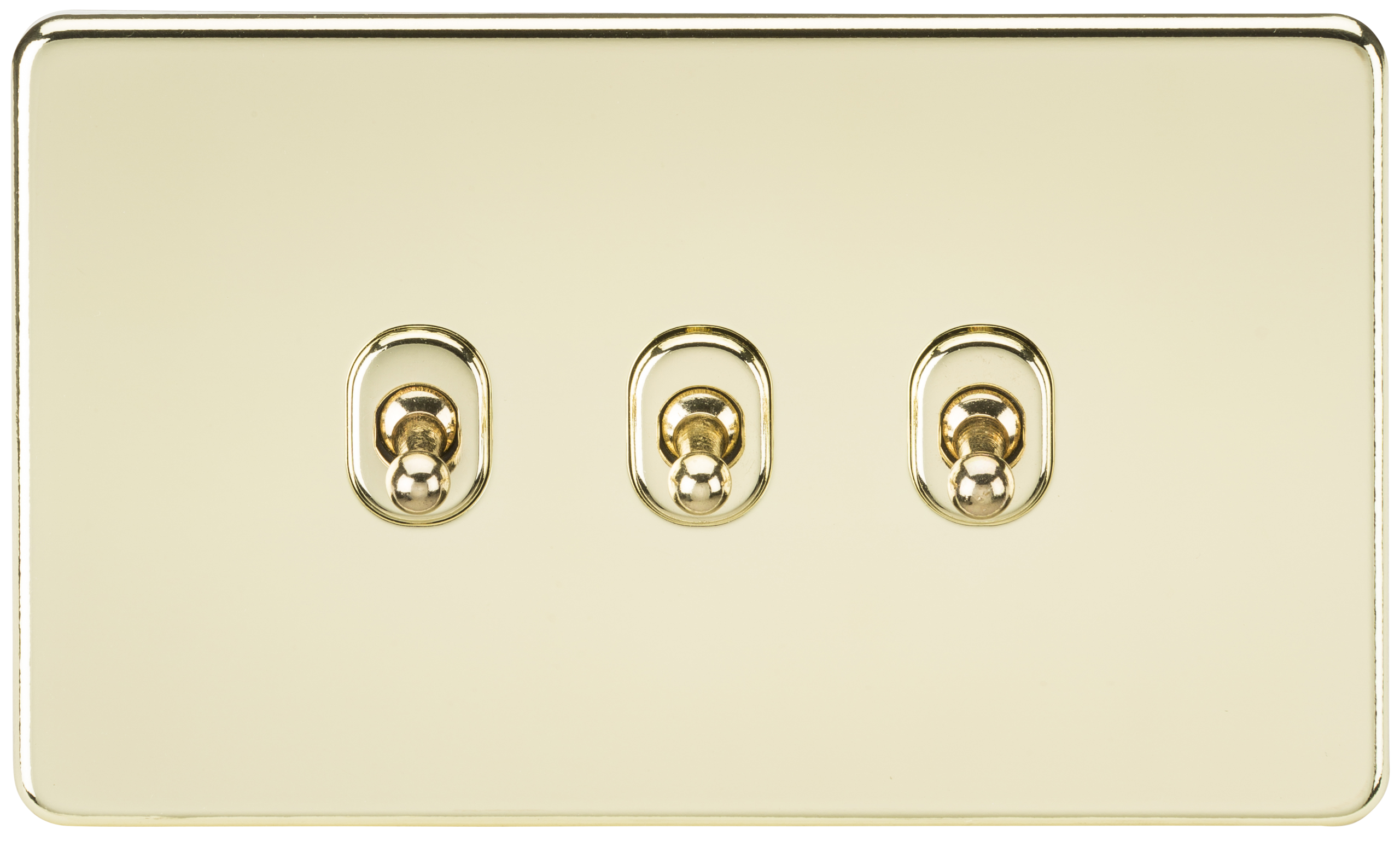 Screwless 10A 3G 2-Way Toggle Switch - Polished Brass - SF3TOGPB 