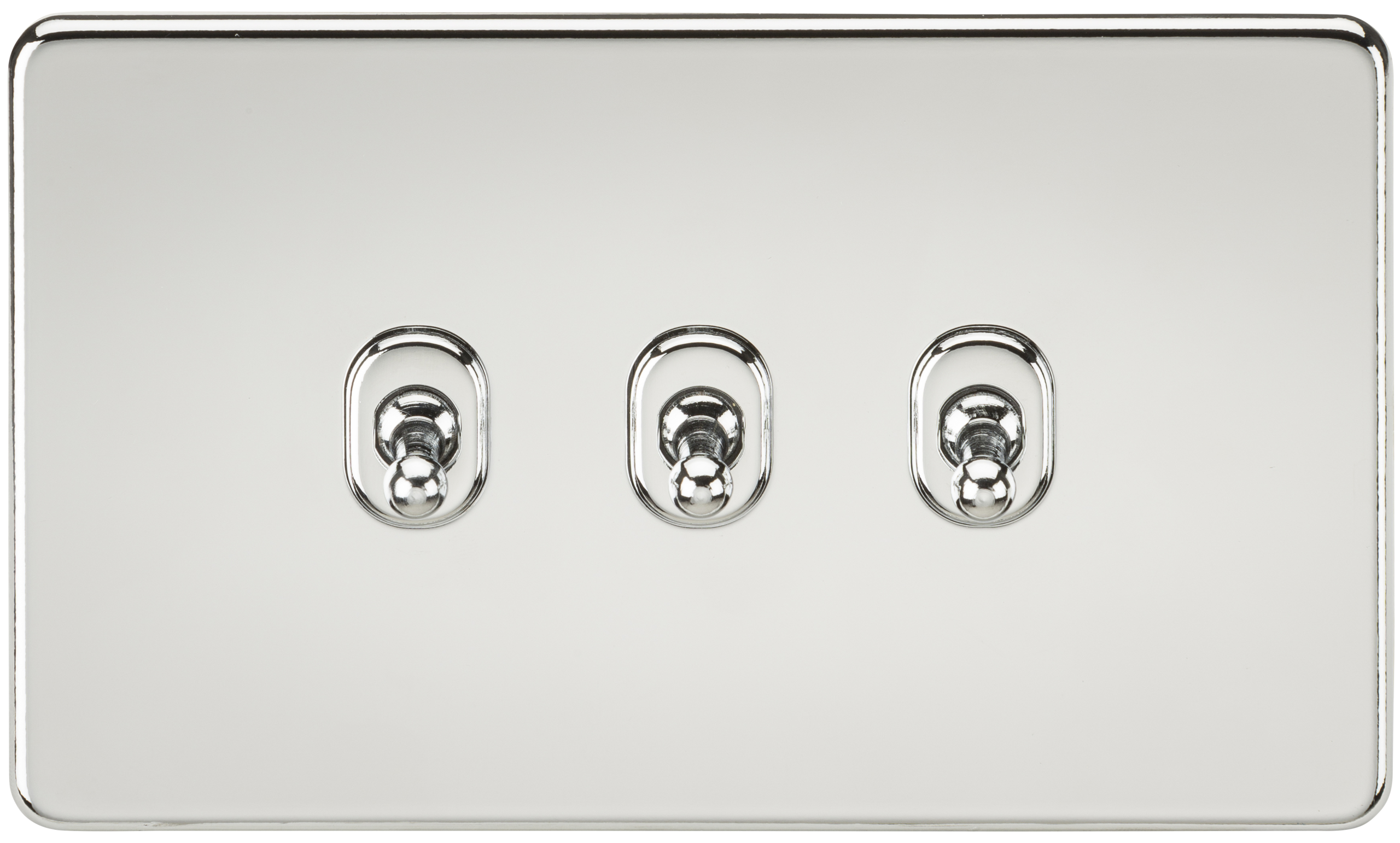 Screwless 10A 3G 2-Way Toggle Switch - Polished Chrome - SF3TOGPC 