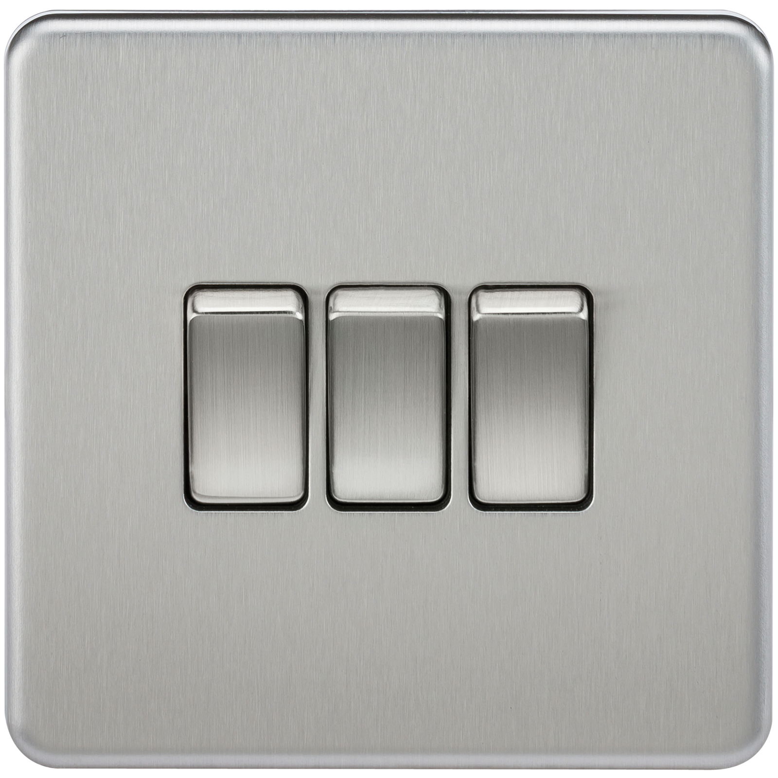 Screwless 10A 3G 2-Way Switch - Brushed Chrome - SF4000BC 