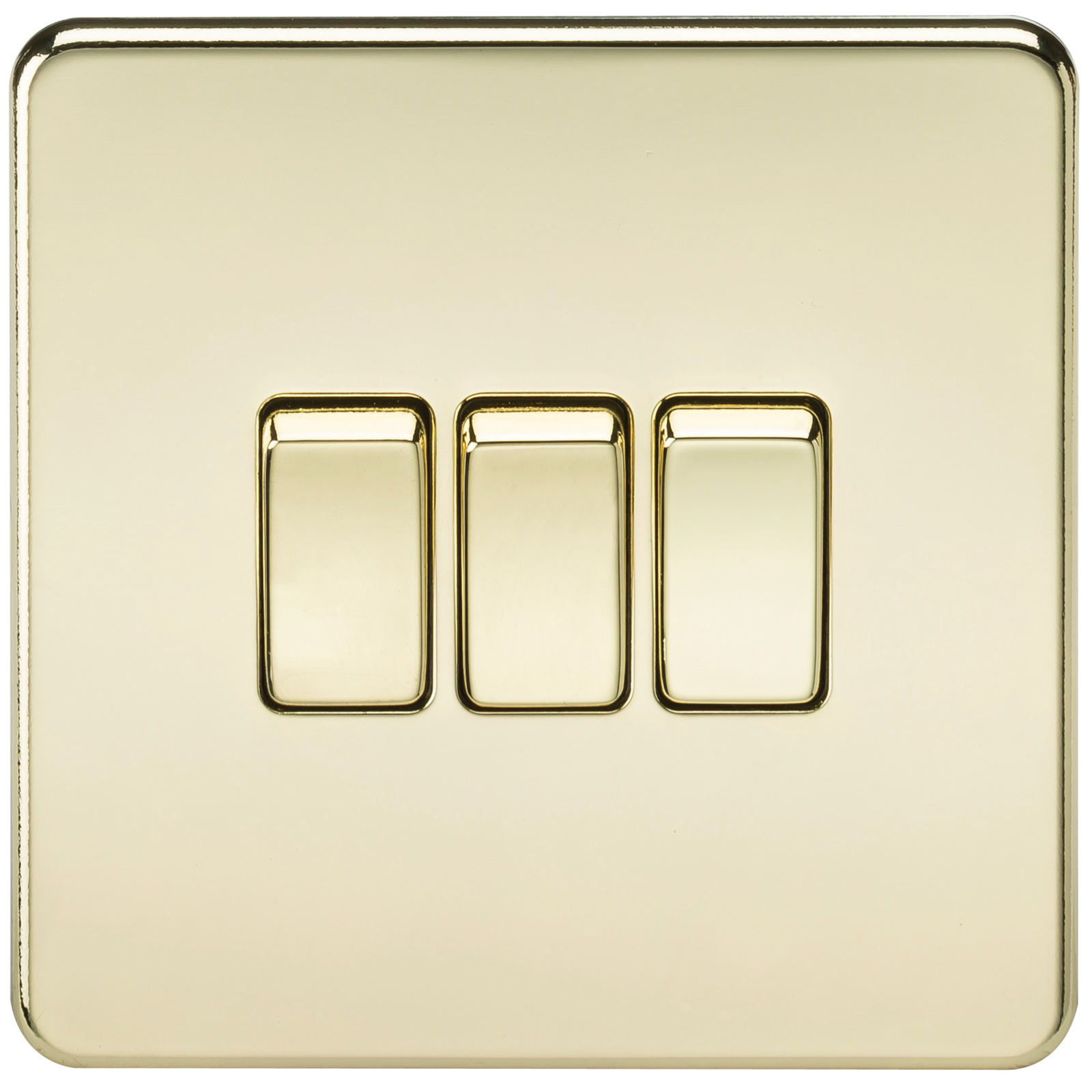 Screwless 10A 3G 2-Way Switch - Polished Brass - SF4000PB 