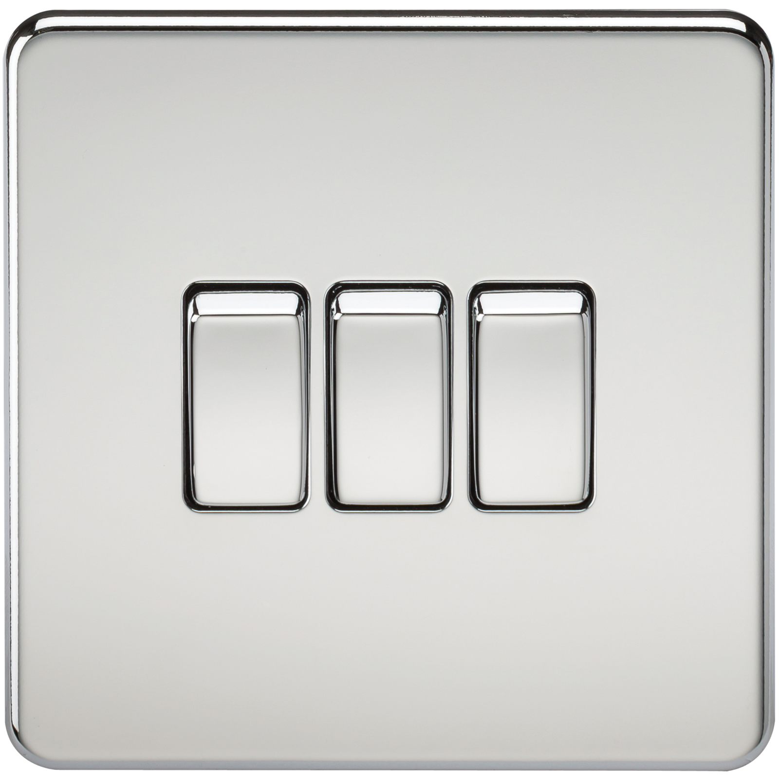 Screwless 10A 3G 2-Way Switch - Polished Chrome - SF4000PC 