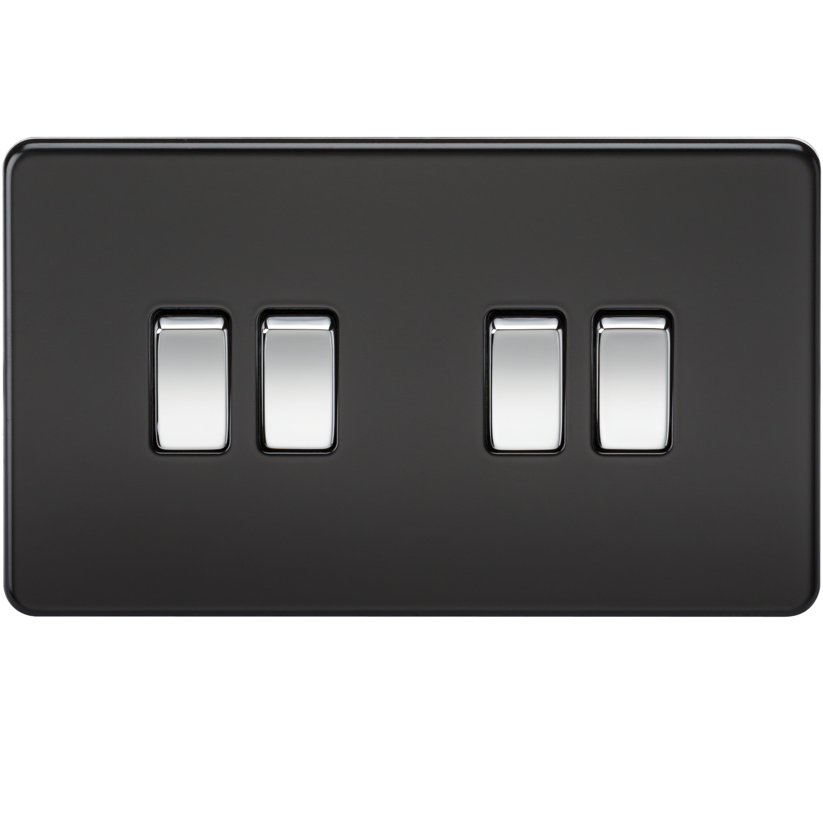 Screwless 10A 4G 2-Way Switch - Matt Black With Chrome Rocker - SF4100MB 