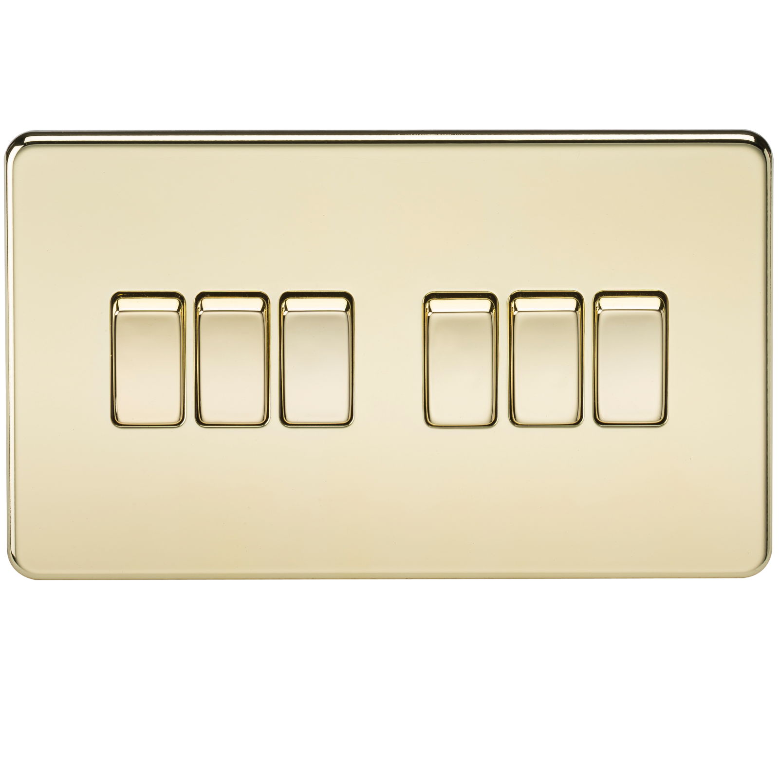 Screwless 10A 6G 2-Way Switch - Polished Brass - SF4200PB 