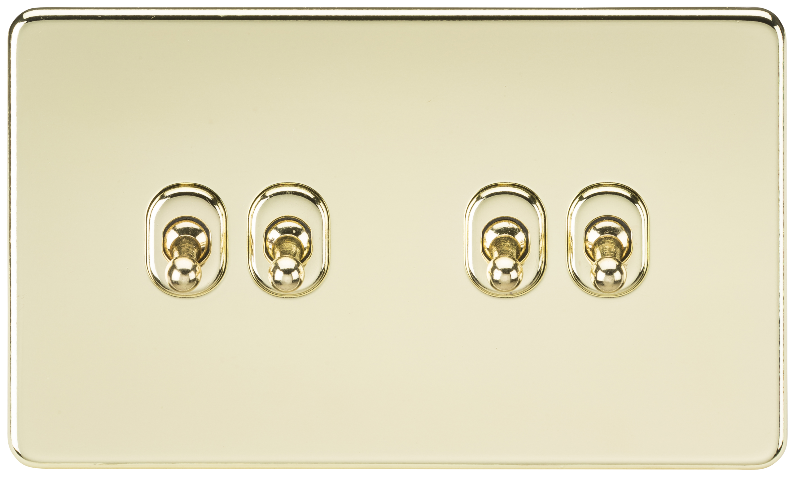 Screwless 10A 4G 2-Way Toggle Switch - Polished Brass - SF4TOGPB 