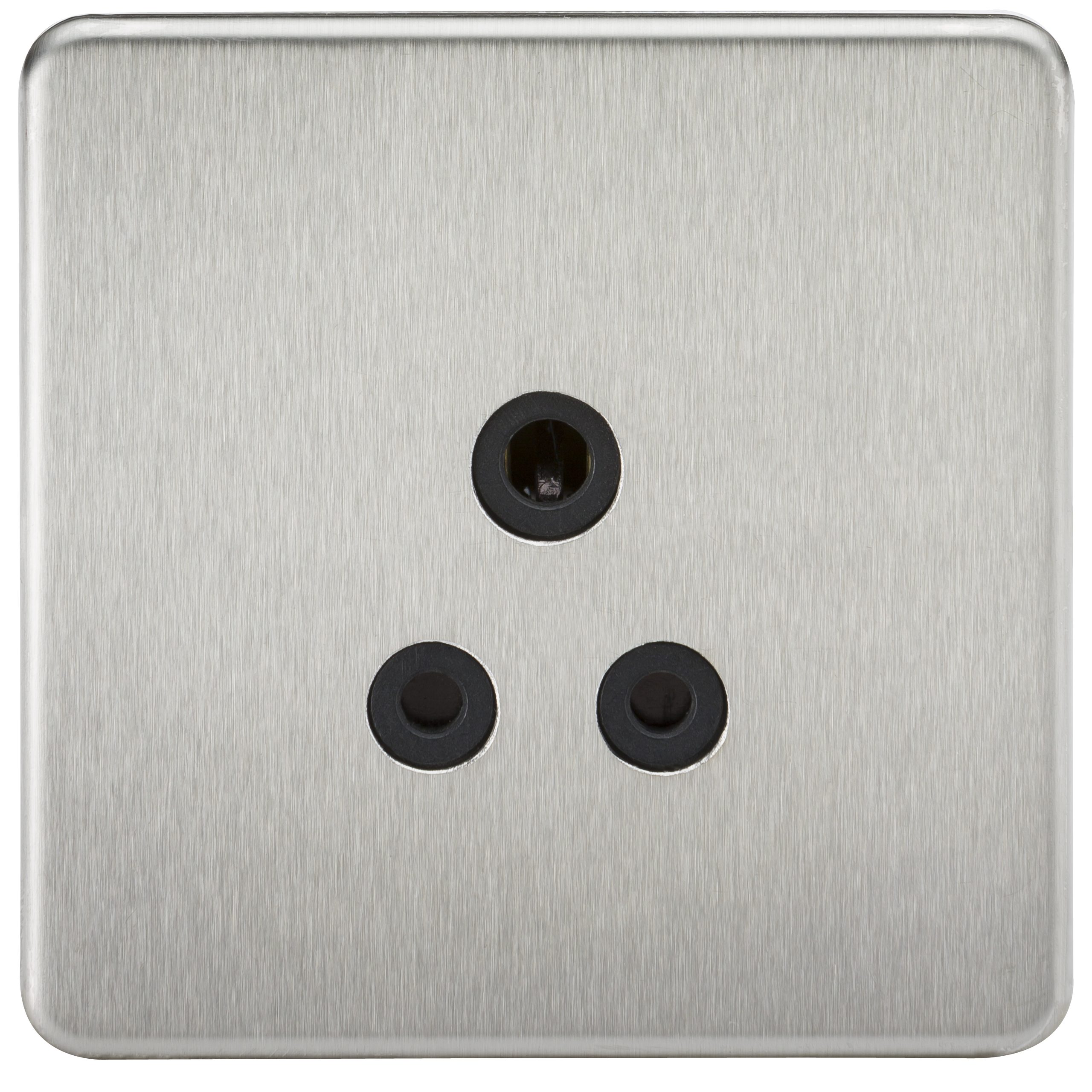 Screwless 5A Unswitched Socket - Brushed Chrome With Black Insert - SF5ABC 