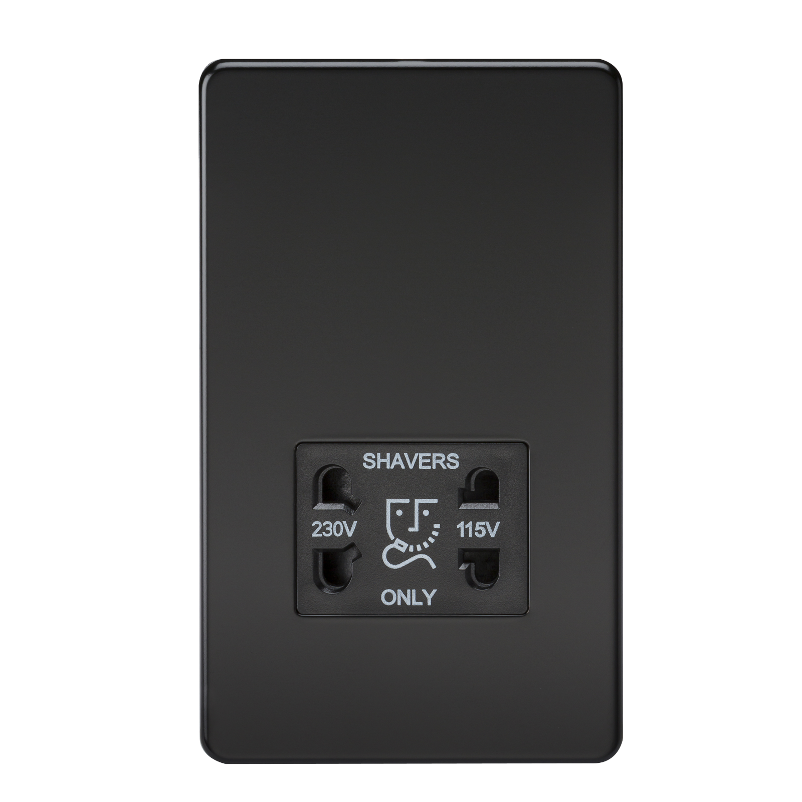 Screwless 115V/230V Dual Voltage Shaver Socket - Matt Black - SF8900MB 