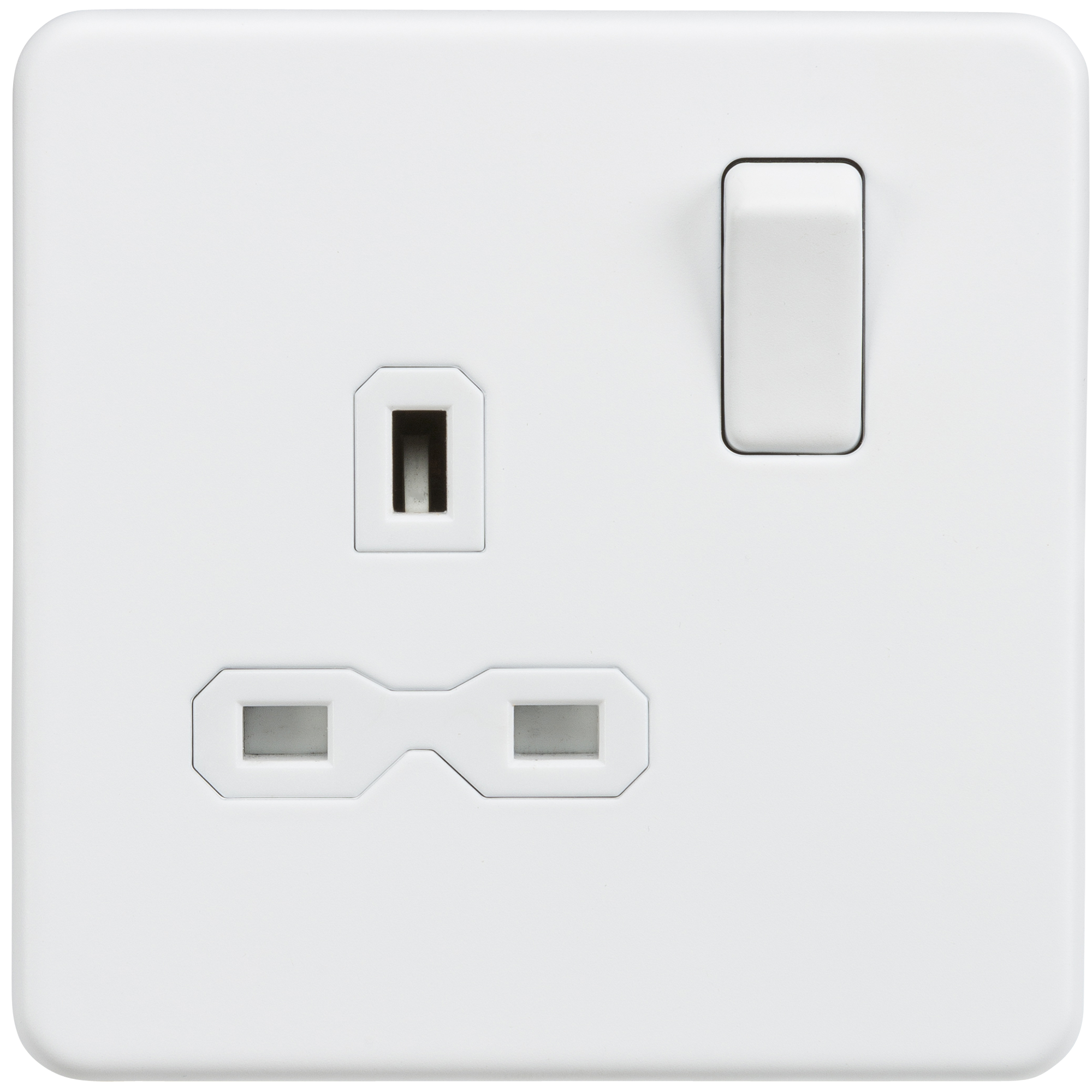 Screwless 13A 1G DP Switched Socket - Matt White With White Insert - SFR7000MW 