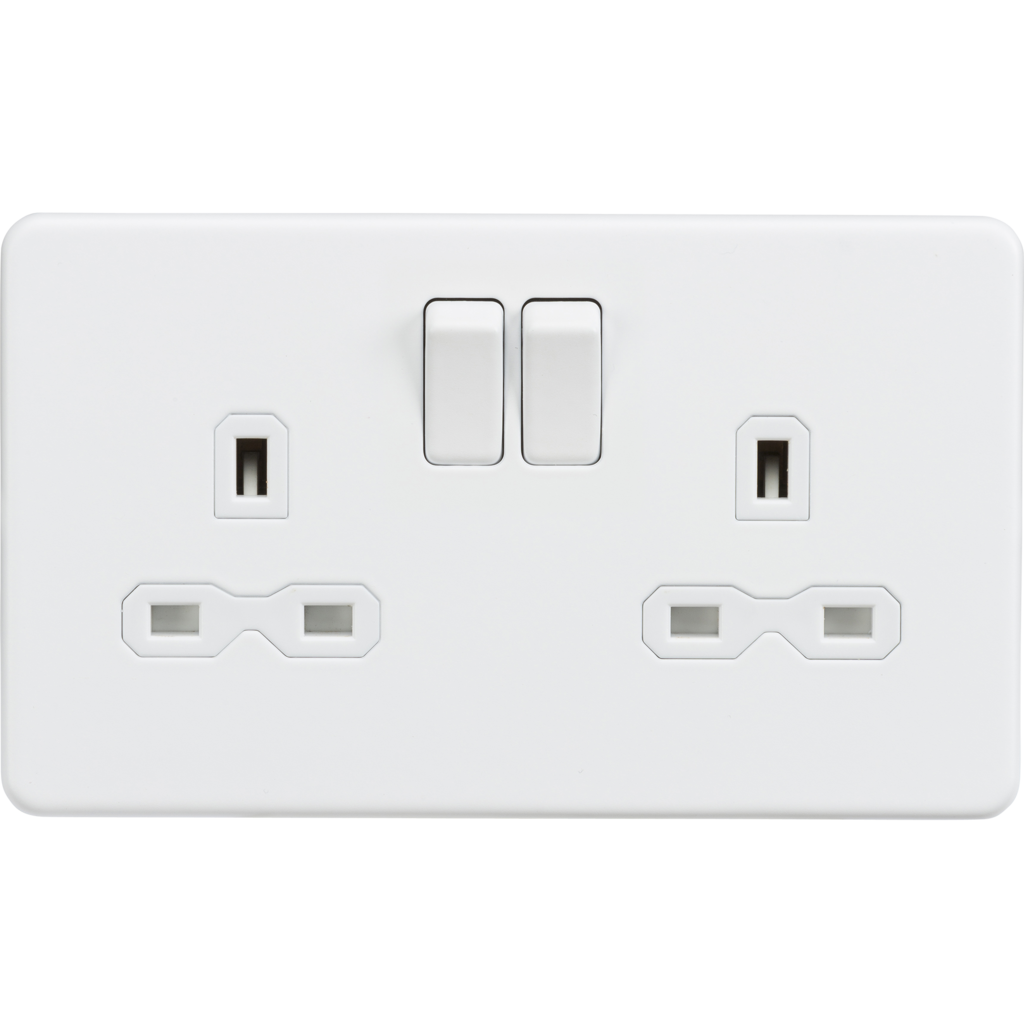 Screwless 13A 2G DP Switched Socket - Matt White - SFR9000MW 