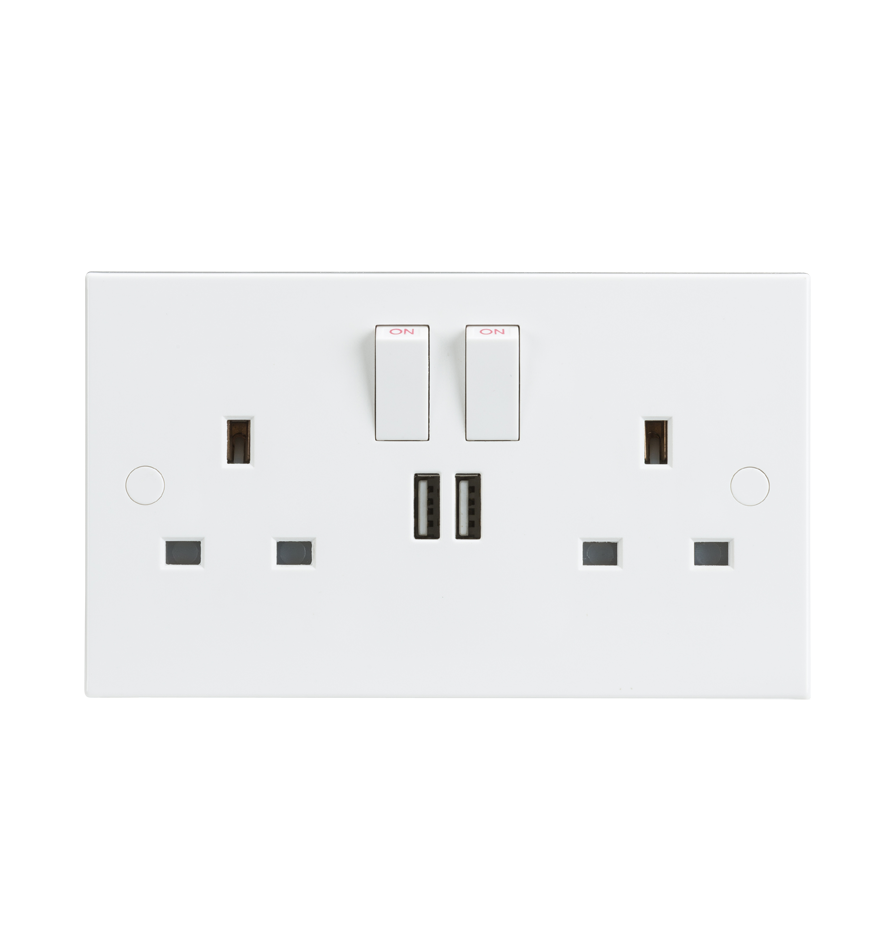 13A 2G Switched Socket With Dual USB Charger Slot 5V DC 3.1A (shared) - ST9904 