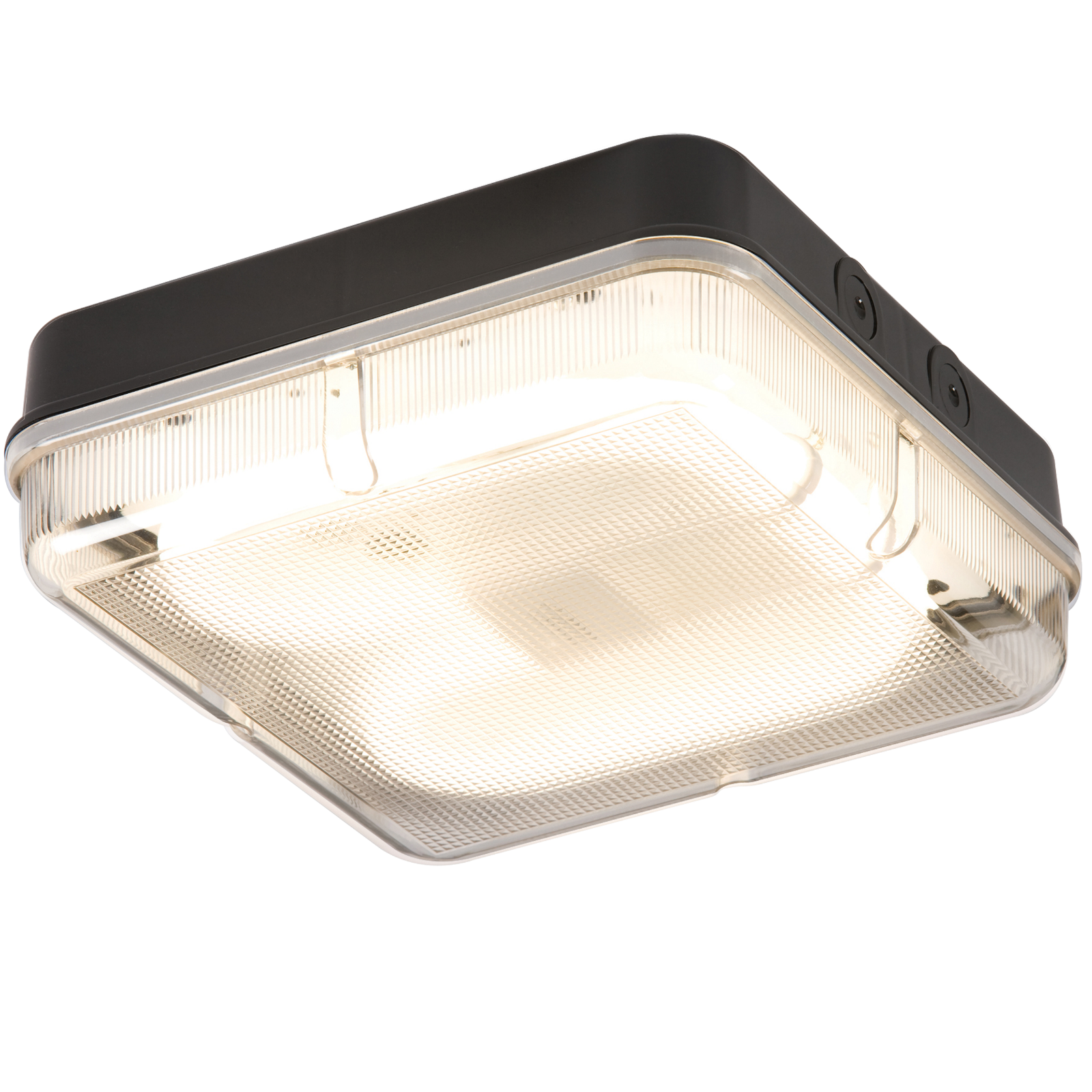 IP65 28W HF Square Emergency Bulkhead With Prismatic Diffuser And Black Base - TPS28BPEMHF 