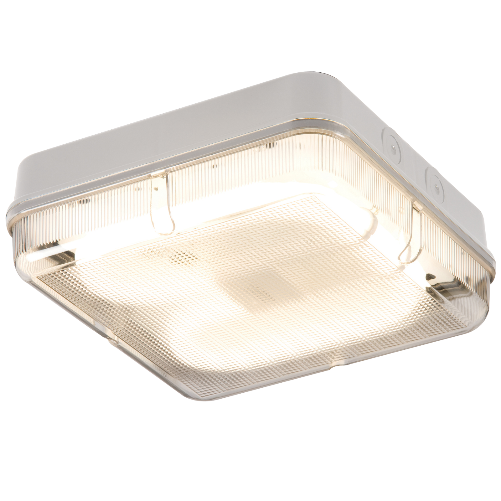 IP65 28W HF Square Emergency Bulkhead With Prismatic Diffuser And White Base - TPS28WPEMHF 