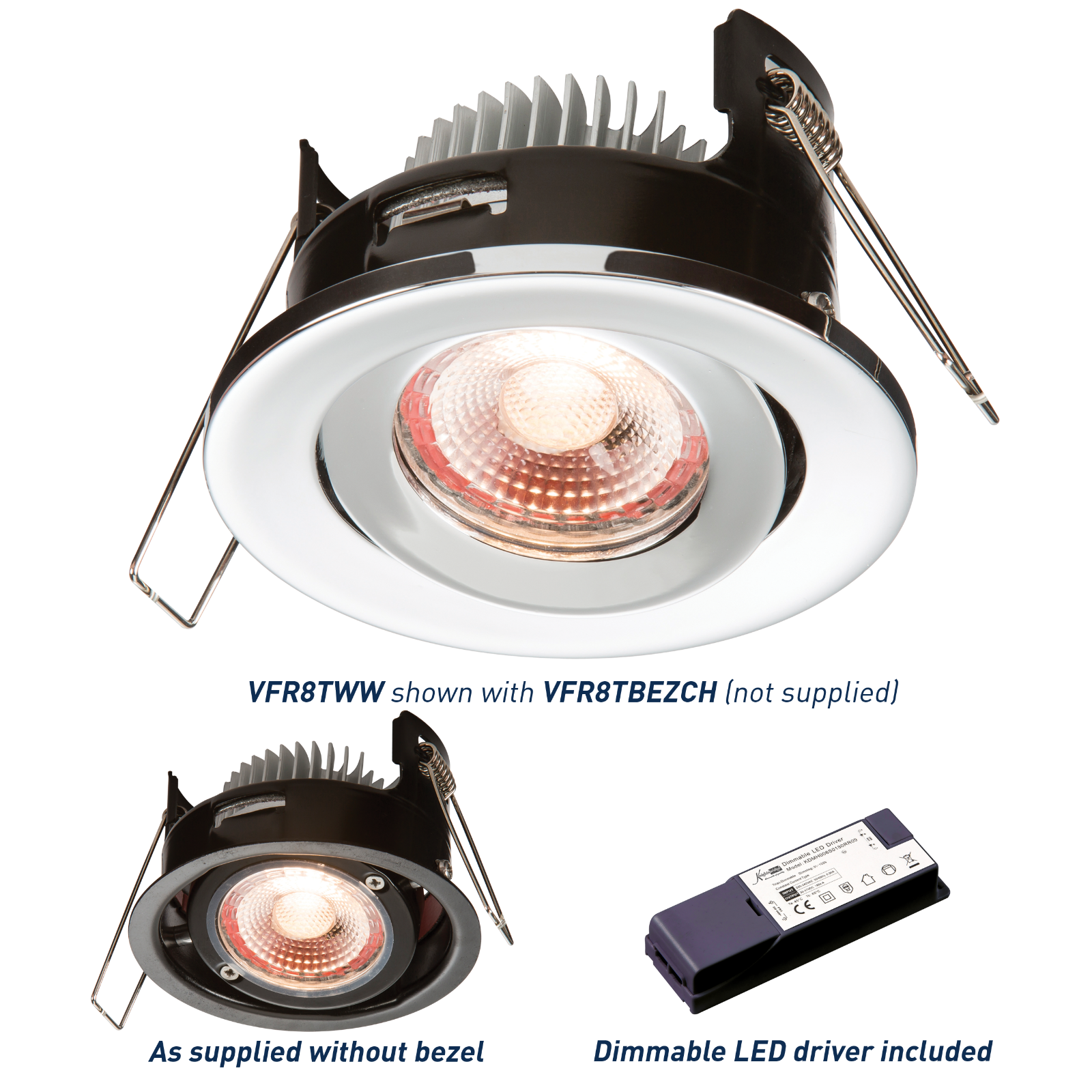 PROKNIGHT LED IP20 8W Tilt Fire-Rated Downlight 2700K - VFR8TWW 