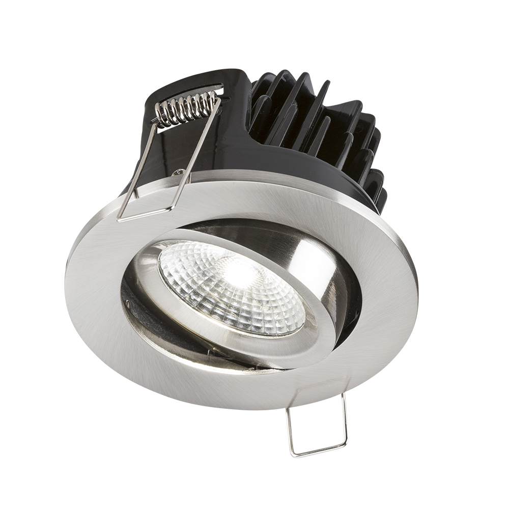 IP20 7W LED 4000K Cool White Tilt Downlight With Fixed Brushed Chrome Bezel - VFRCOBCW3 