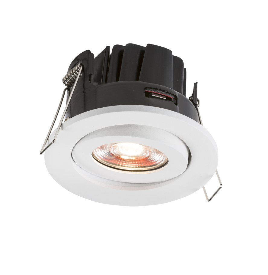 230V IP20 8W Fire-Rated Valknight Tilt LED Downlight 4000K - VFRIC8TCW 