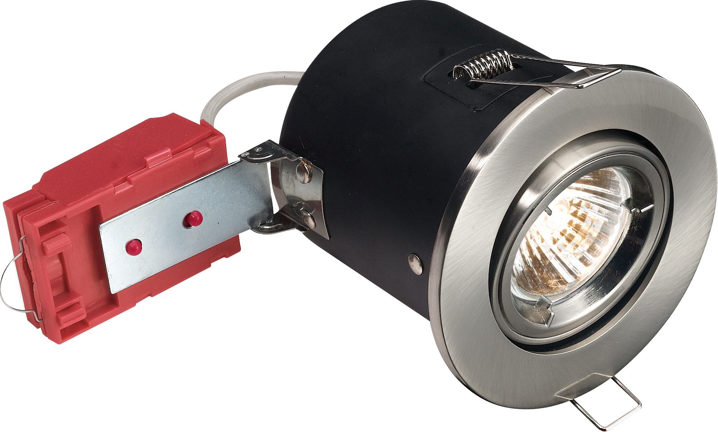 230V IP20 Fire-Rated GU10 Tilt Downlight Brushed Chrome - VFRSG10CBR 